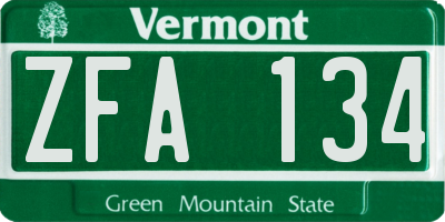 VT license plate ZFA134
