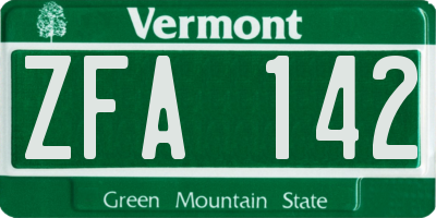 VT license plate ZFA142
