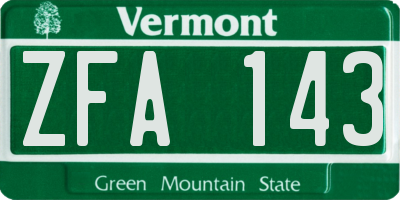 VT license plate ZFA143
