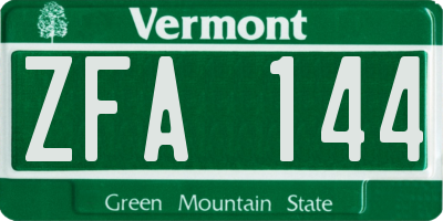 VT license plate ZFA144