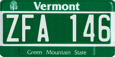 VT license plate ZFA146