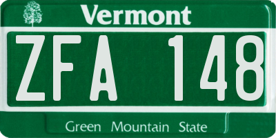 VT license plate ZFA148