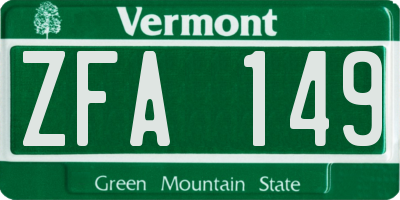 VT license plate ZFA149
