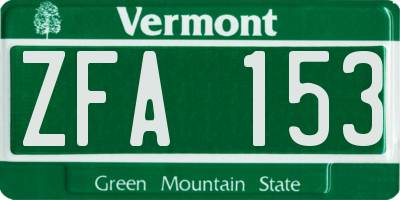 VT license plate ZFA153