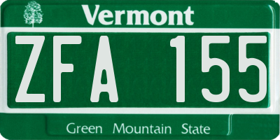 VT license plate ZFA155