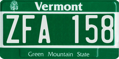 VT license plate ZFA158