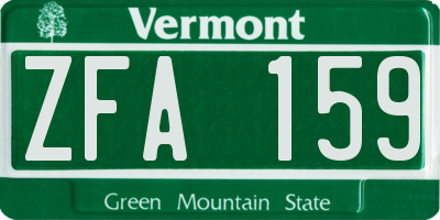 VT license plate ZFA159
