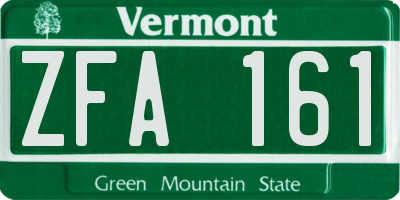 VT license plate ZFA161