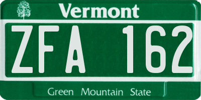 VT license plate ZFA162