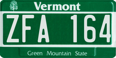 VT license plate ZFA164