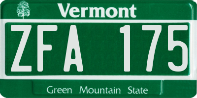 VT license plate ZFA175