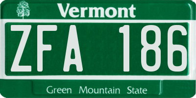 VT license plate ZFA186