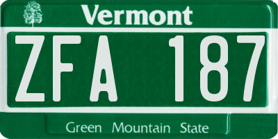VT license plate ZFA187