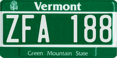 VT license plate ZFA188