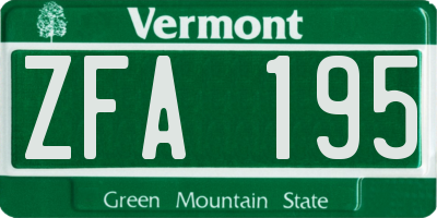 VT license plate ZFA195
