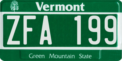 VT license plate ZFA199