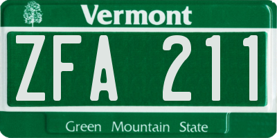 VT license plate ZFA211