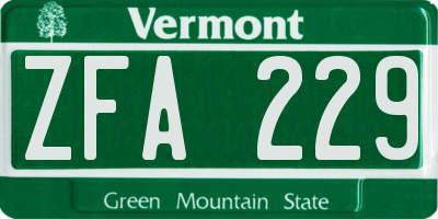 VT license plate ZFA229