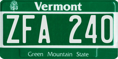 VT license plate ZFA240