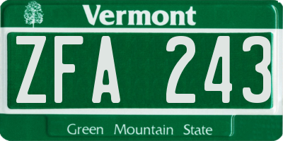 VT license plate ZFA243