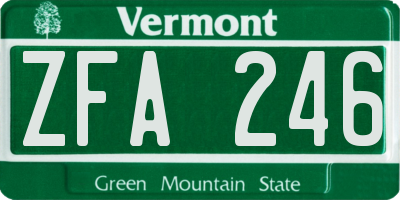 VT license plate ZFA246
