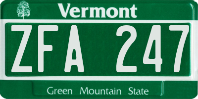 VT license plate ZFA247