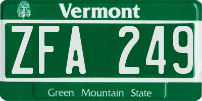 VT license plate ZFA249