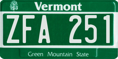 VT license plate ZFA251