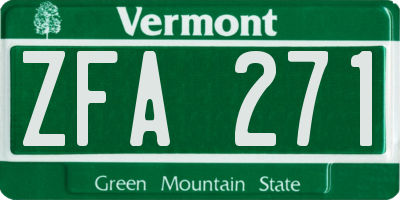 VT license plate ZFA271