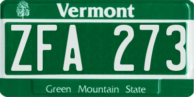 VT license plate ZFA273