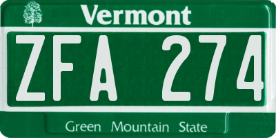 VT license plate ZFA274