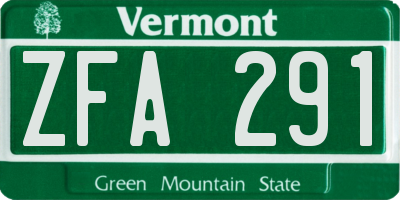 VT license plate ZFA291