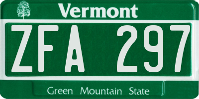 VT license plate ZFA297
