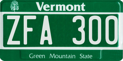 VT license plate ZFA300