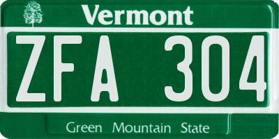 VT license plate ZFA304