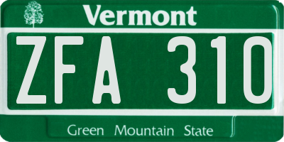 VT license plate ZFA310