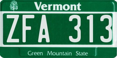 VT license plate ZFA313