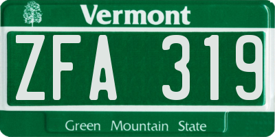 VT license plate ZFA319