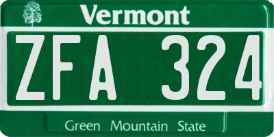 VT license plate ZFA324