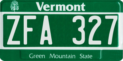 VT license plate ZFA327