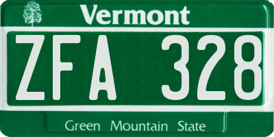 VT license plate ZFA328