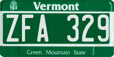 VT license plate ZFA329