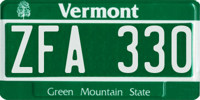 VT license plate ZFA330
