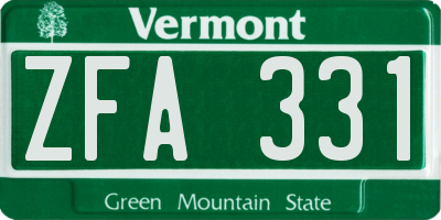 VT license plate ZFA331