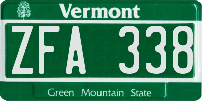 VT license plate ZFA338