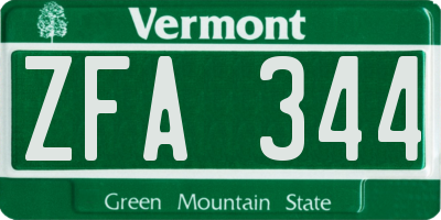 VT license plate ZFA344