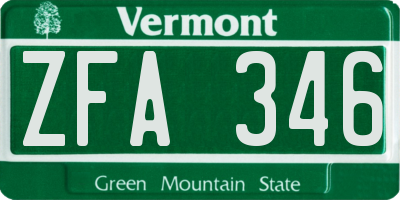 VT license plate ZFA346