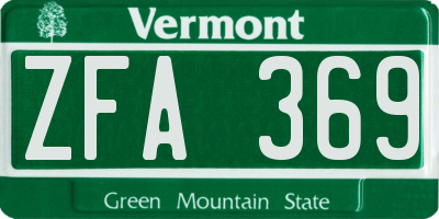 VT license plate ZFA369