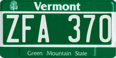 VT license plate ZFA370