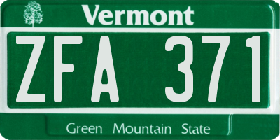 VT license plate ZFA371
